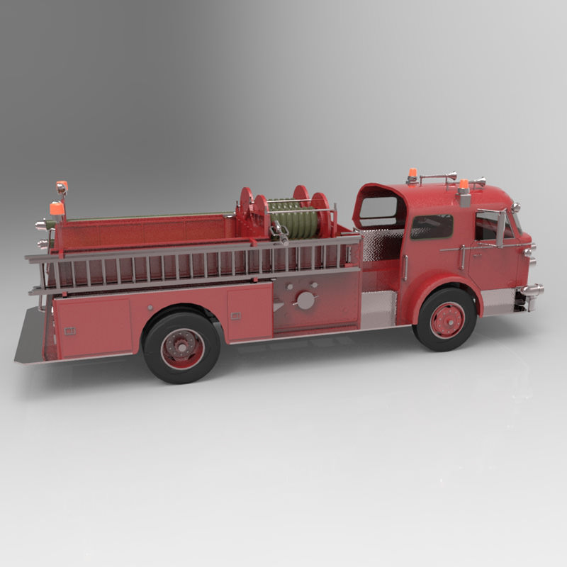 Pumper vintage fire truck - vintage fire truck 3D model_6