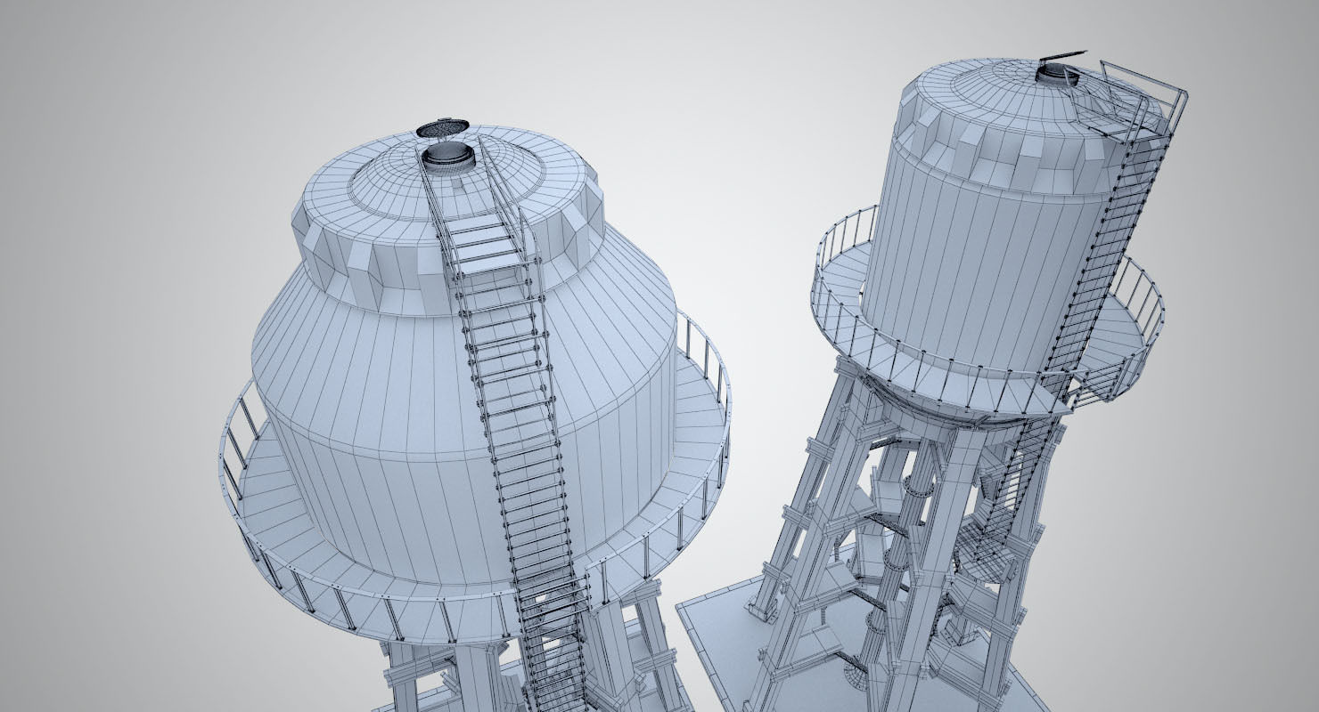 Water Tower 3D model_6
