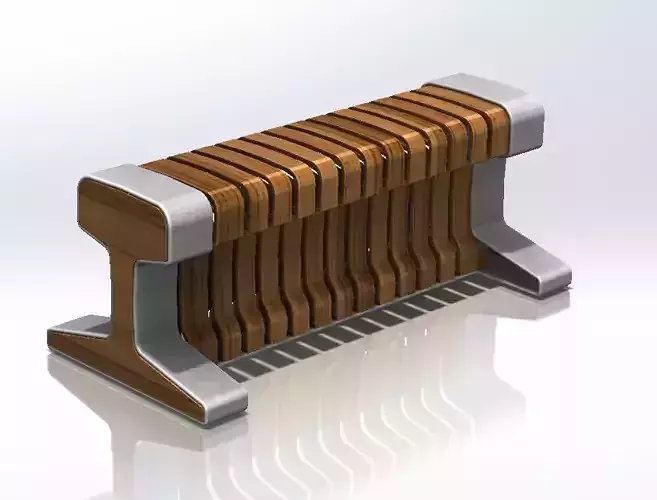 RailBank 3d model bench made of wood and metal