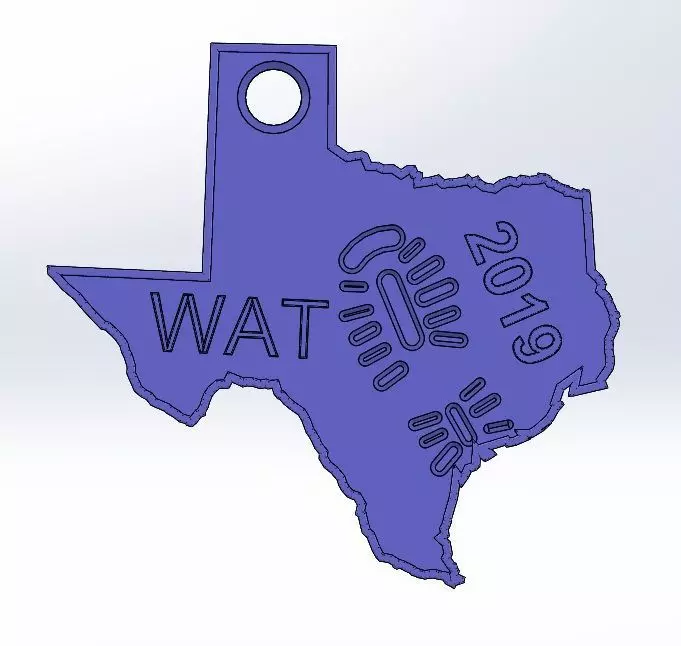 Walk Across Texas WAT Keychain 2019 - No Ring 3D print model_0