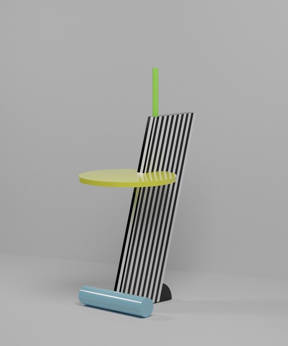 Memphis Group furniture and lamp collection - Pack 1 Low-poly 3D model_7