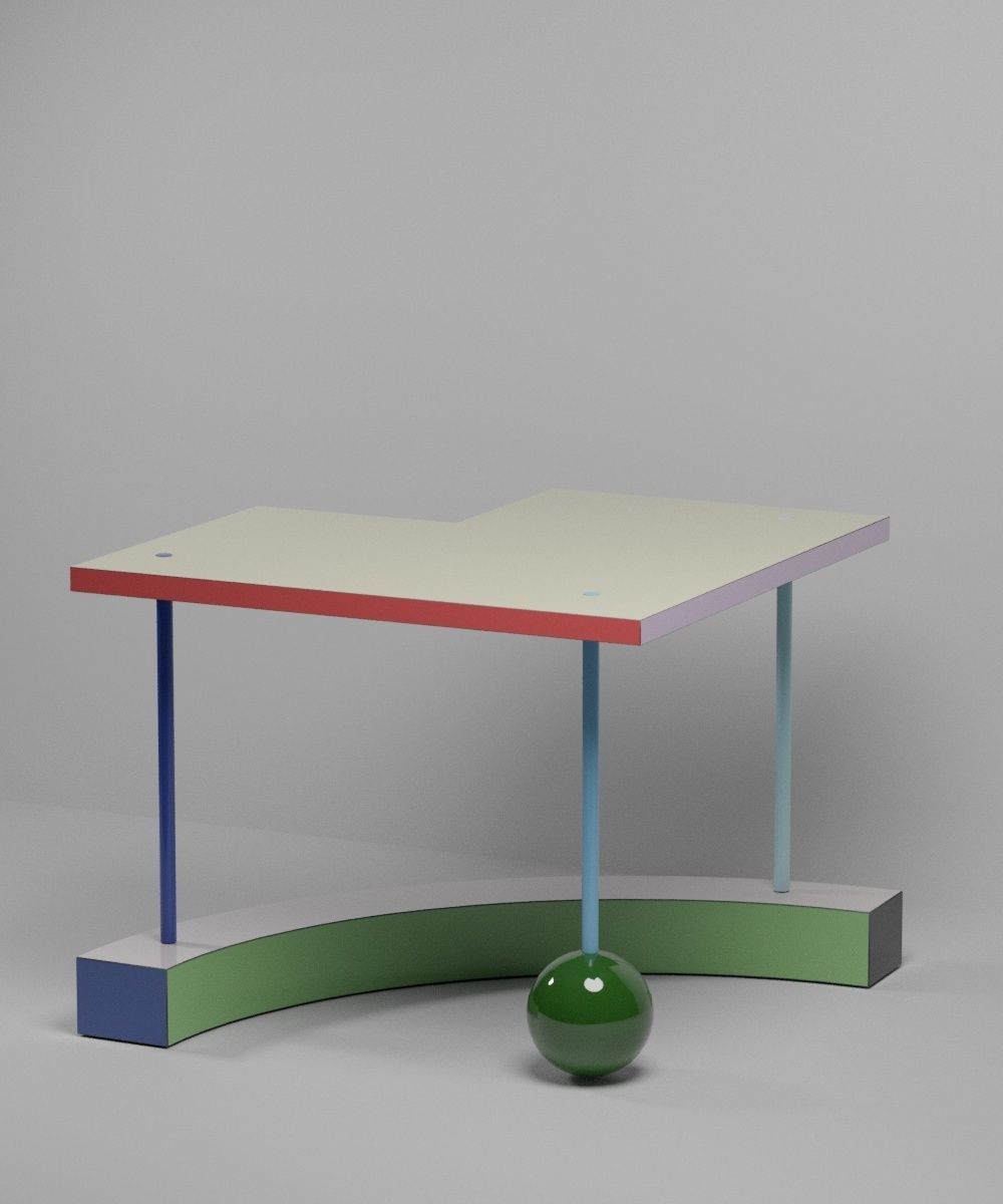 Memphis Group furniture and lamp collection - Pack 1 Low-poly 3D model_6