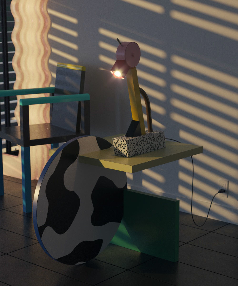 Memphis Group furniture and lamp collection - Pack 1 Low-poly 3D model_1
