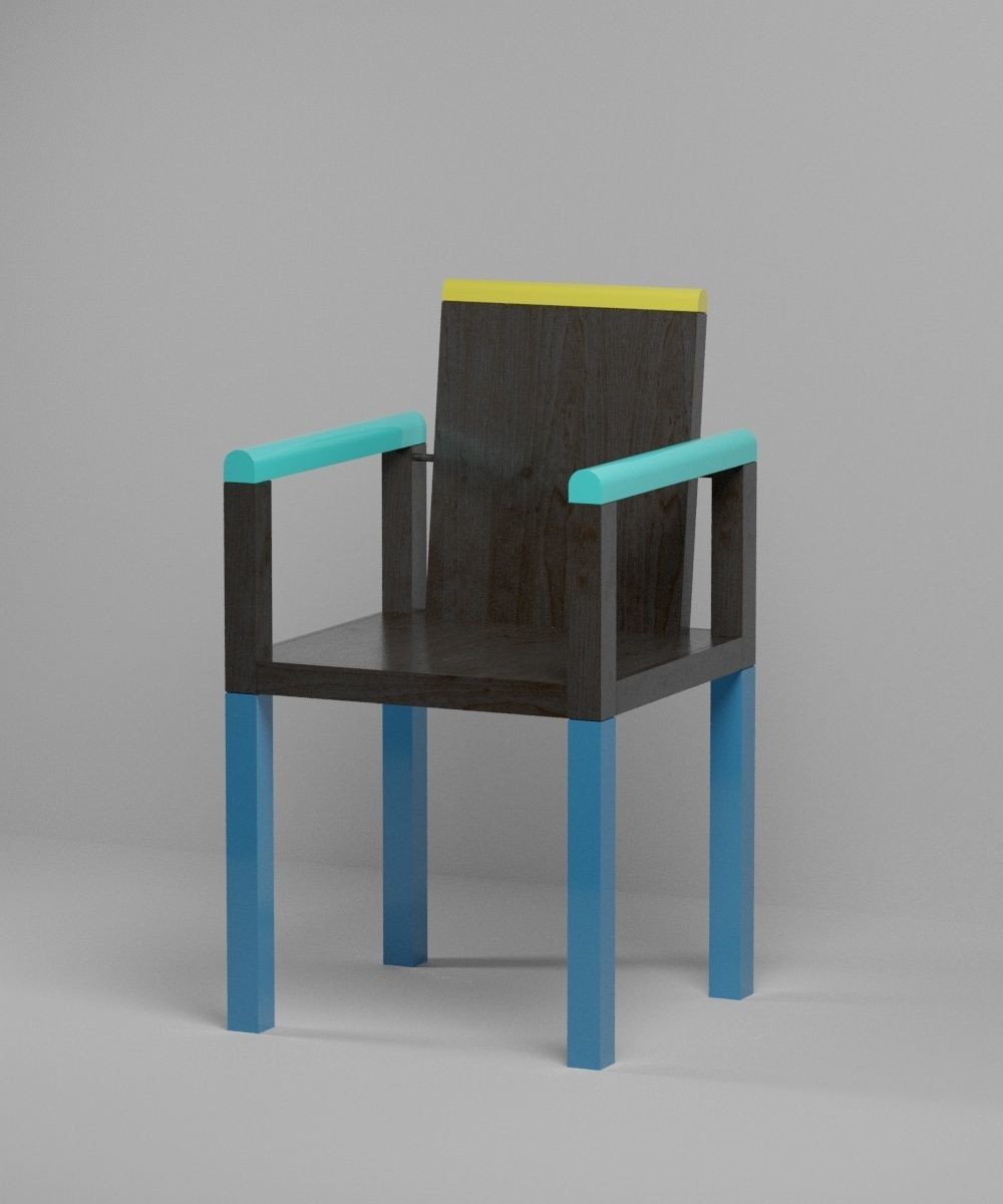 Memphis Group furniture and lamp collection - Pack 1 Low-poly 3D model_9