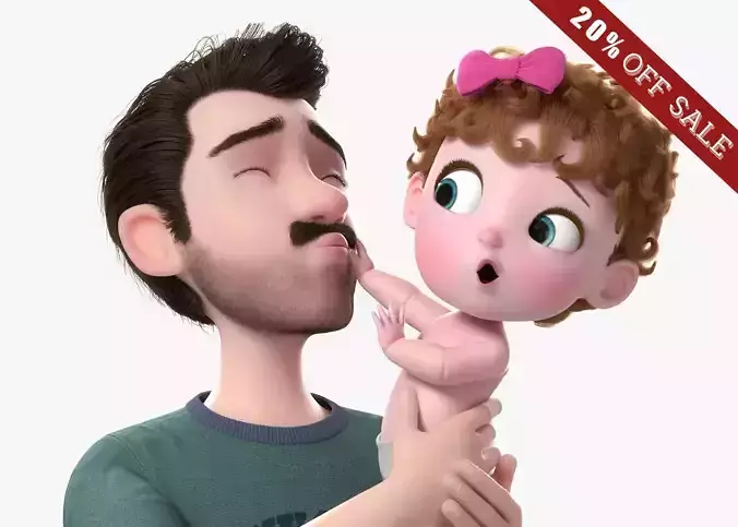 Cartoon Family Rigged V6 3D model