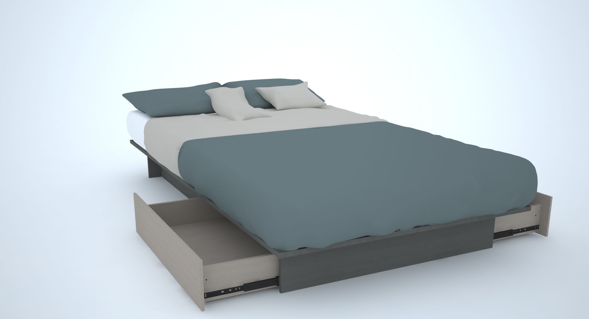 modern open bed 3D model CGTrader