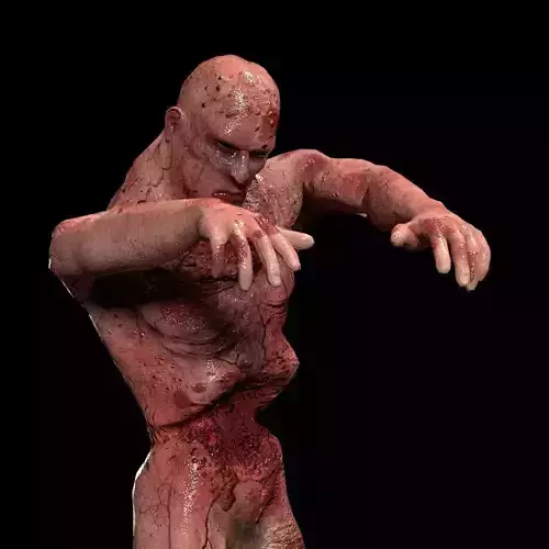 Walking Zombie Rigged Animated Game-Ready 3D model