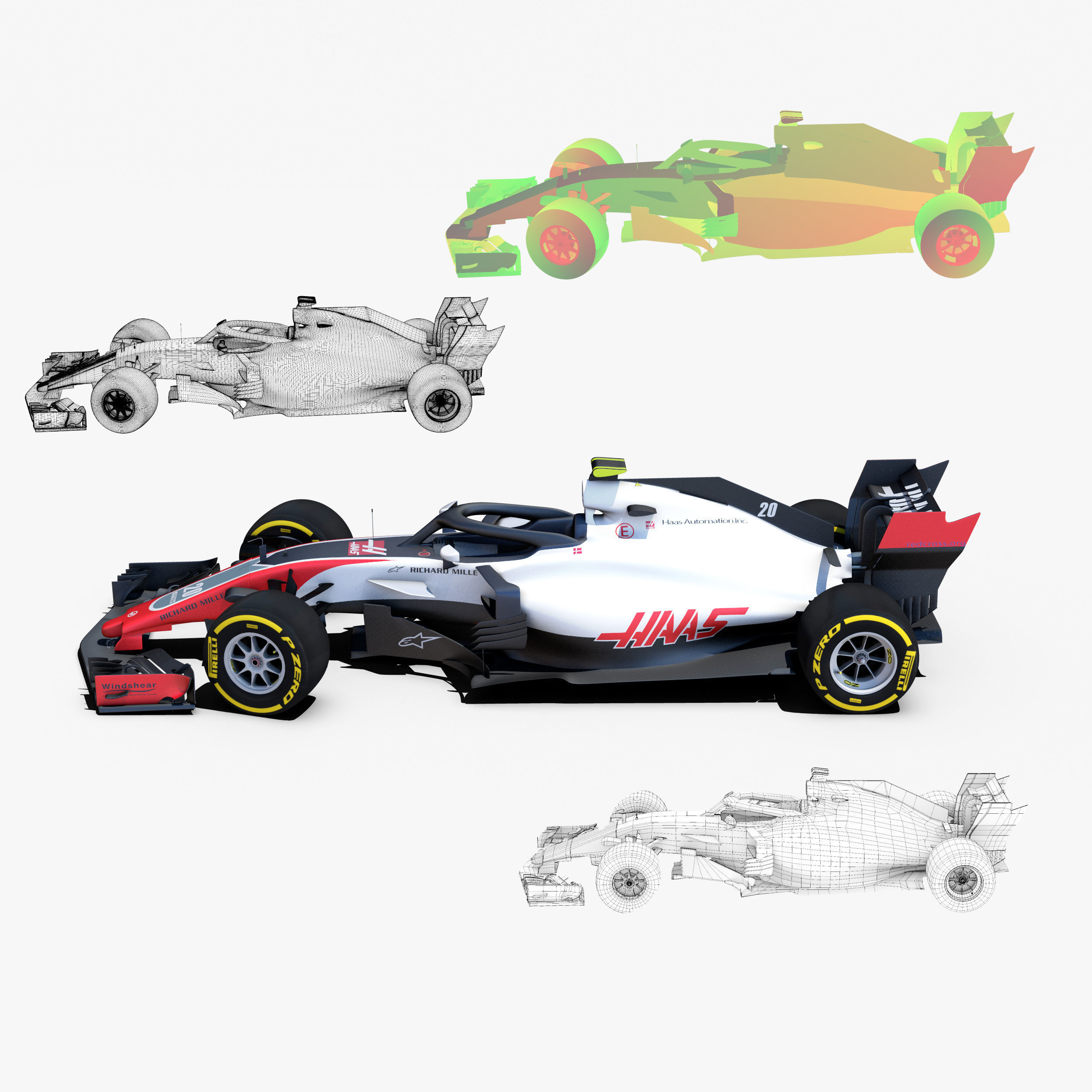 Haas VF18 car Low-poly 3D model_1