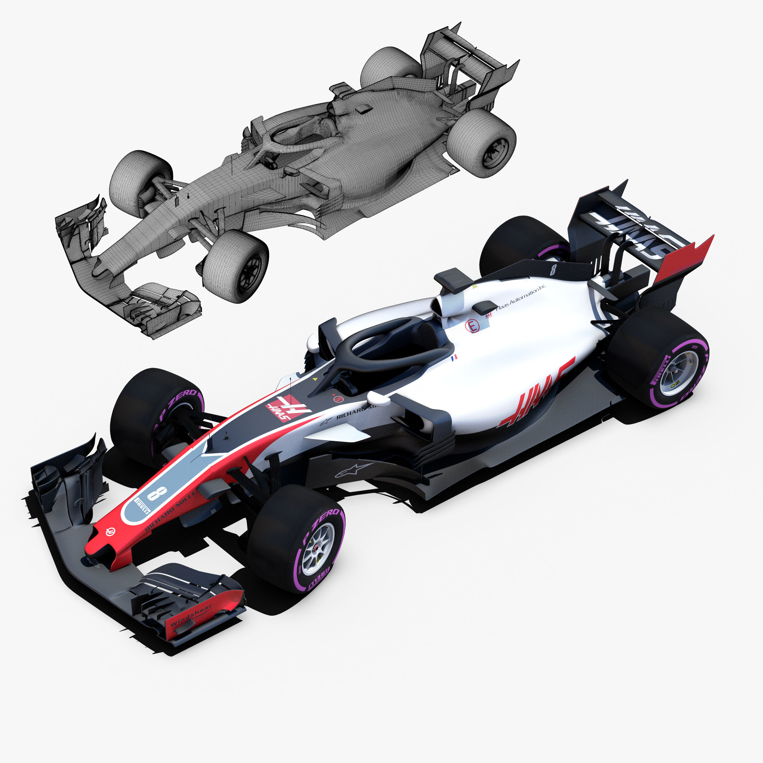 Haas VF18 car Low-poly 3D model_4
