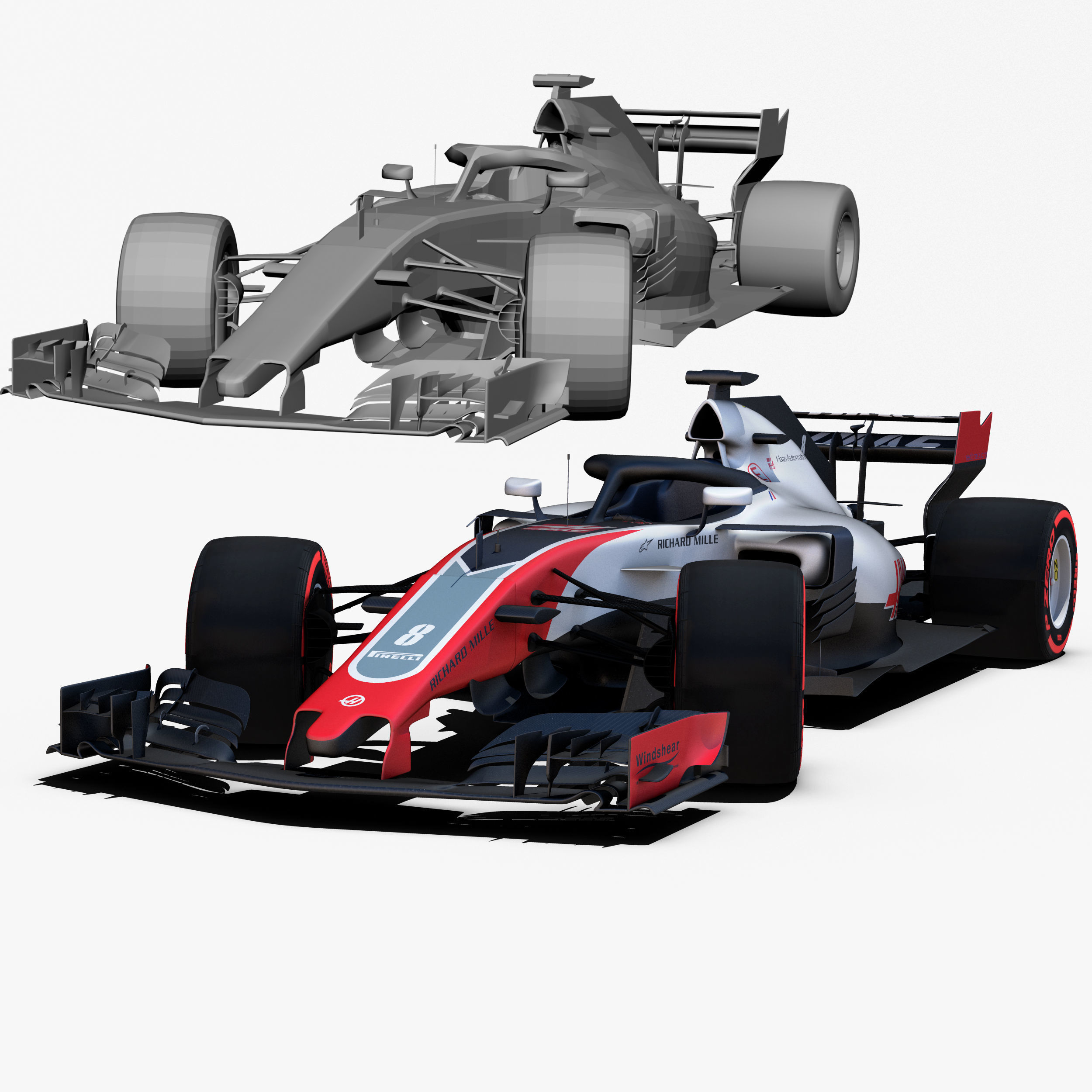 Haas VF18 car Low-poly 3D model_2