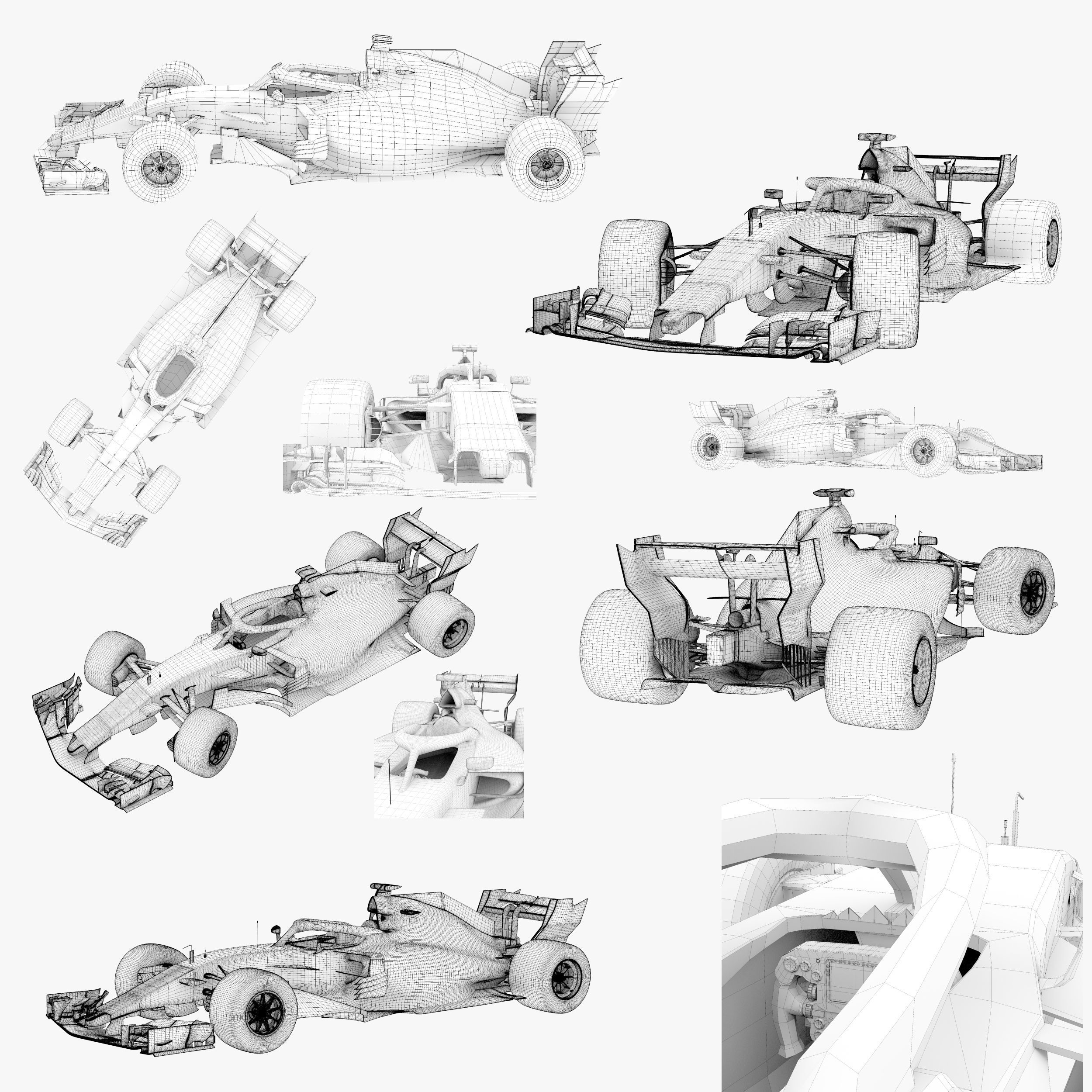 Haas VF18 car Low-poly 3D model_10