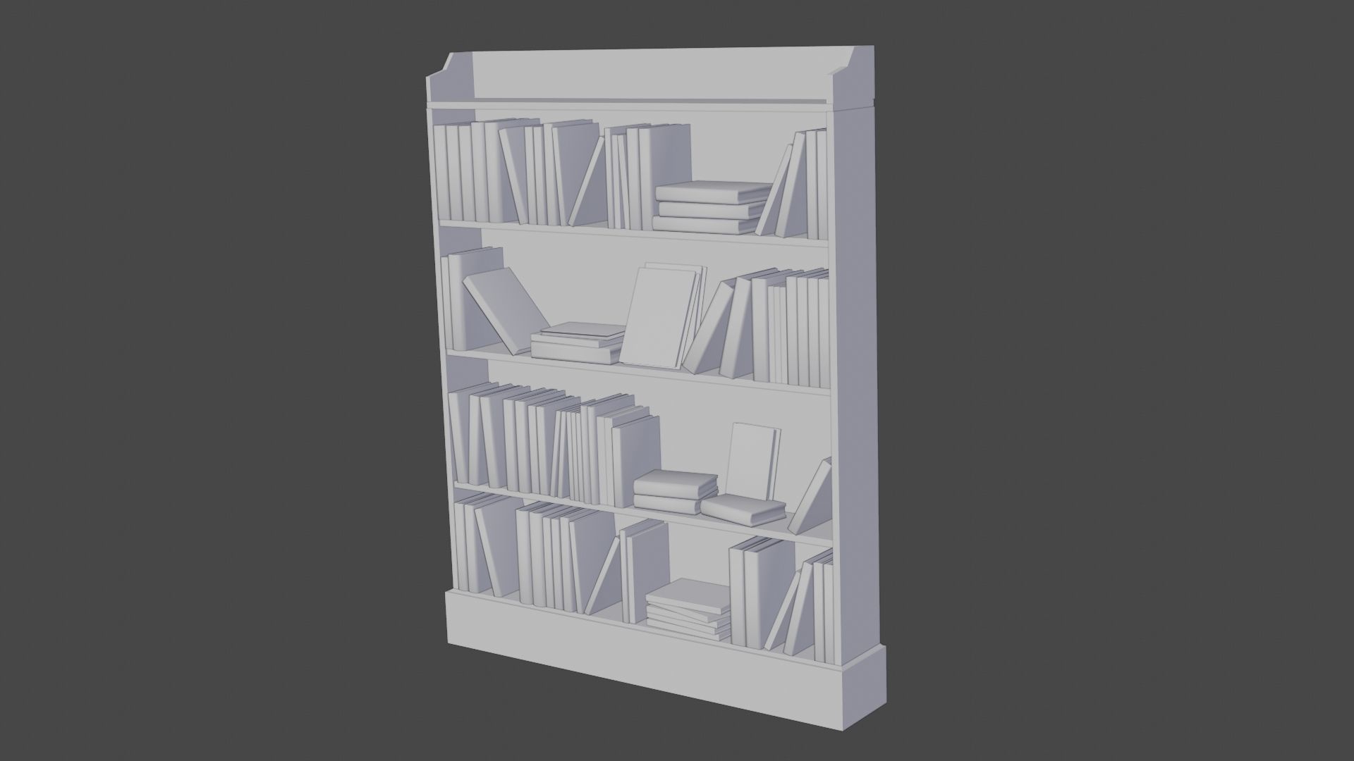 Bookcase wooden with books Low-poly 3D model_6