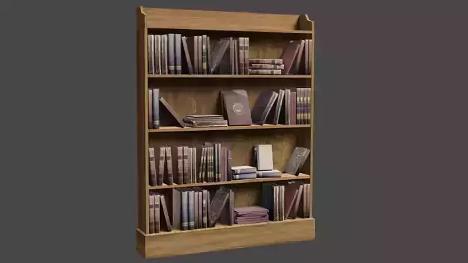 Bookcase wooden with books