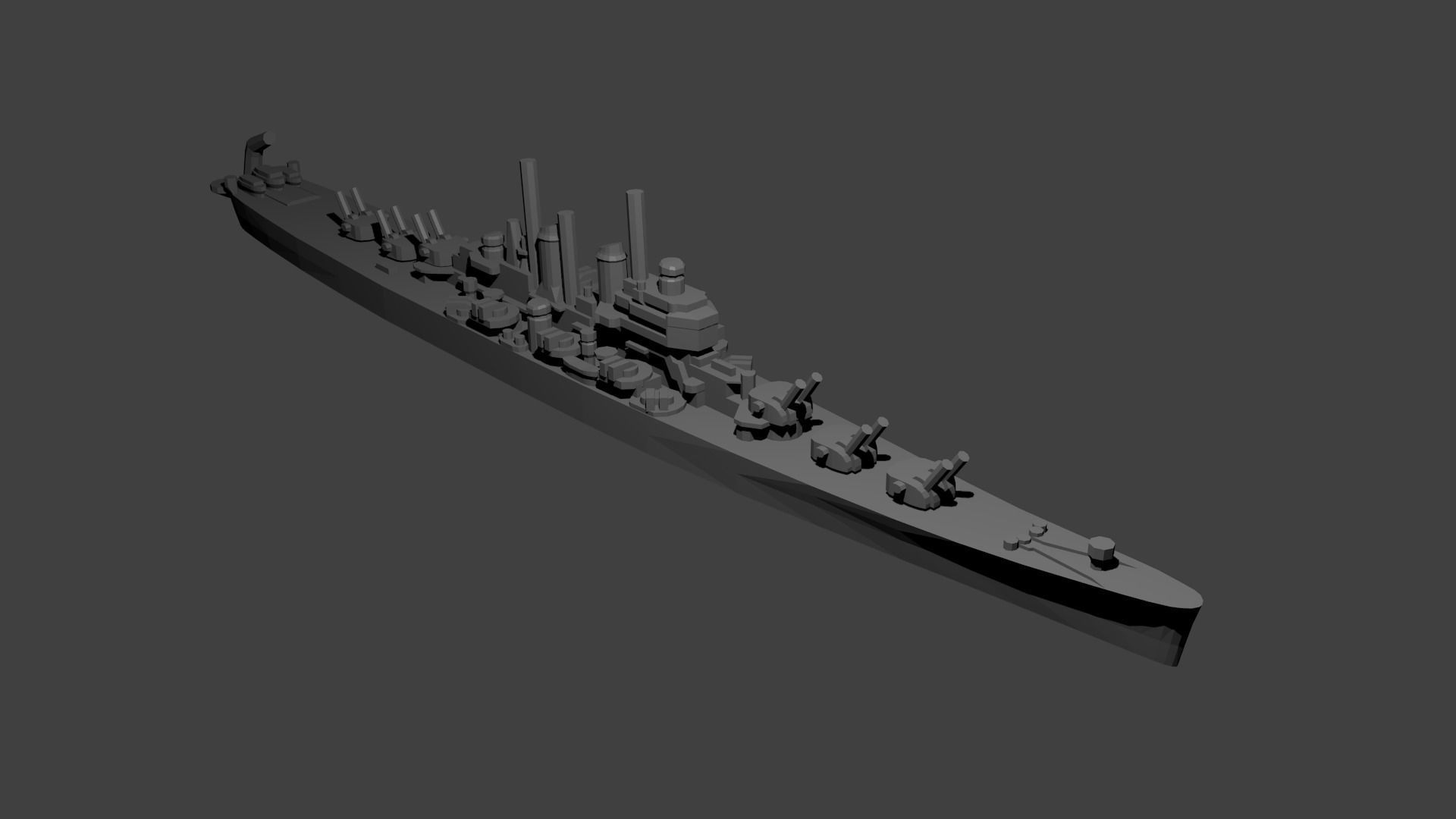 US Worcester Class Cruiser Warship 3D print model_3
