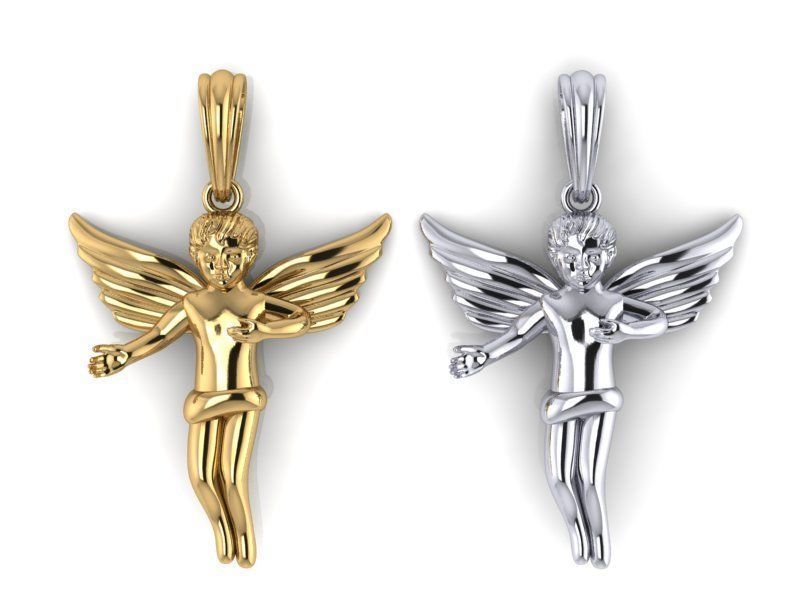 Angel pendant 3D print model_3
