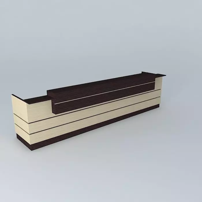 Reception wooden desk Free 3D model_0