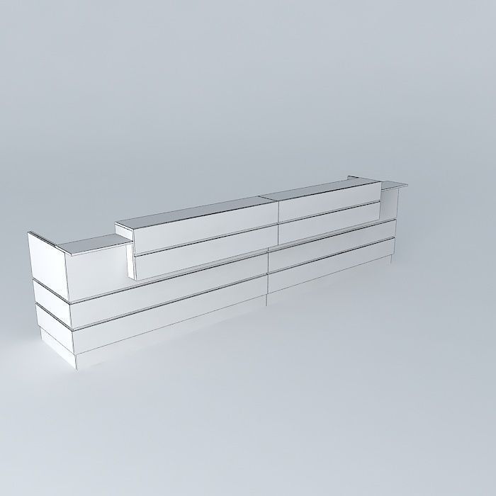 Reception wooden desk Free 3D model_3