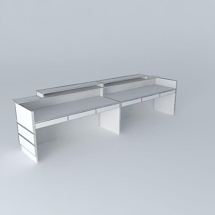 Reception wooden desk Free 3D model_4