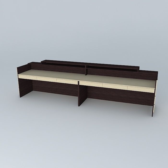 Reception wooden desk Free 3D model_1