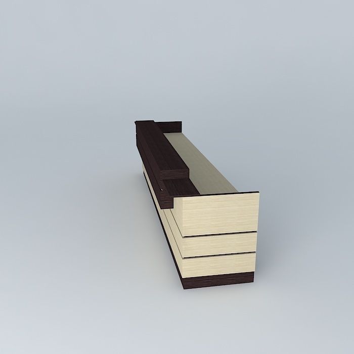 Reception wooden desk Free 3D model_2
