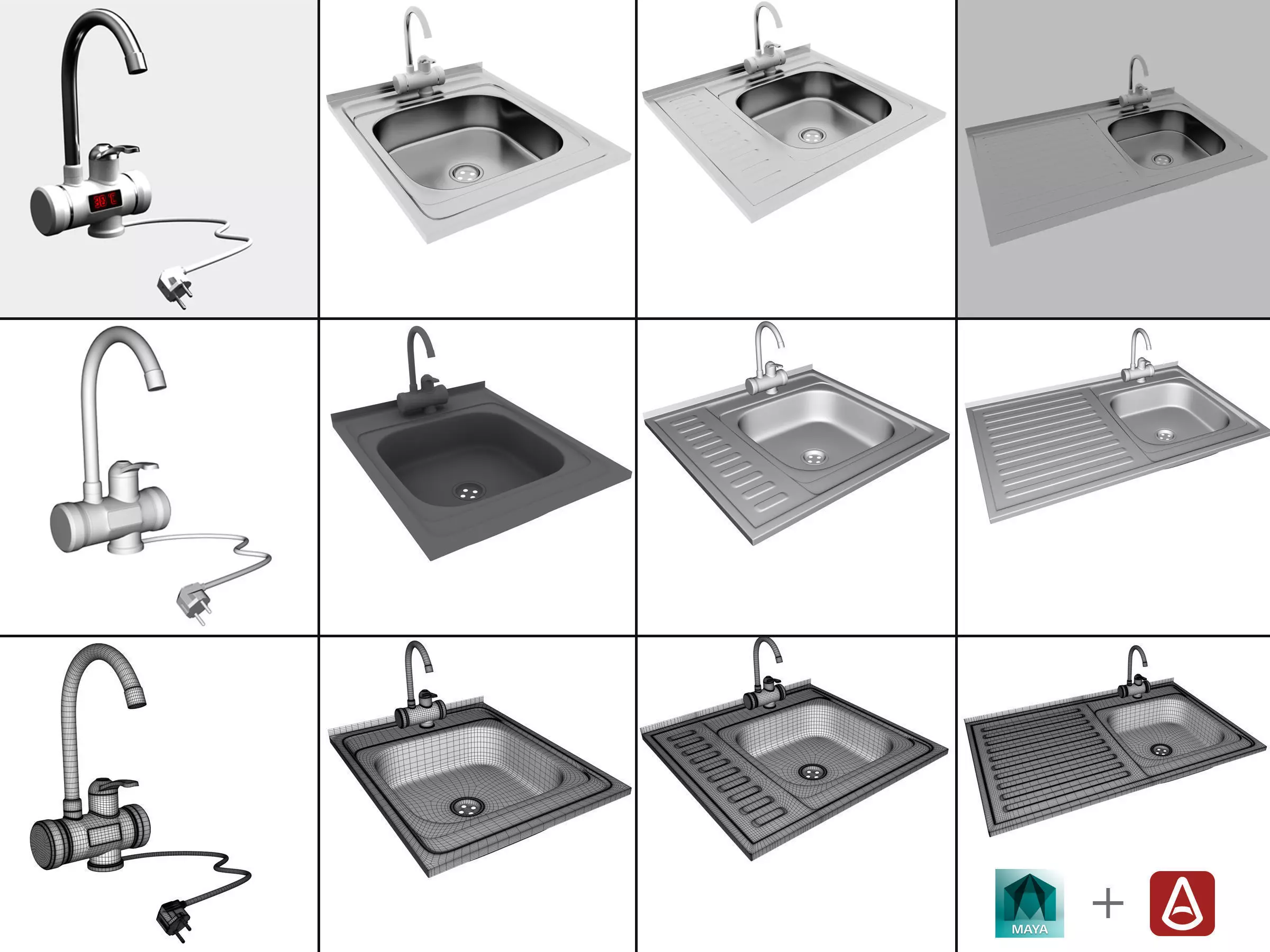 Faucet with instantaneous water heater 3D model_0