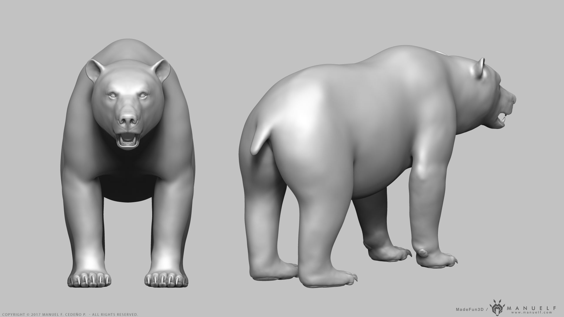Brown Bear - Highpoly Sculpture 3D model_8