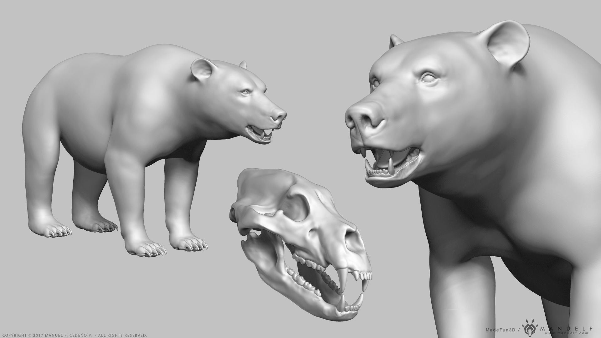 Brown Bear - Highpoly Sculpture 3D model_2