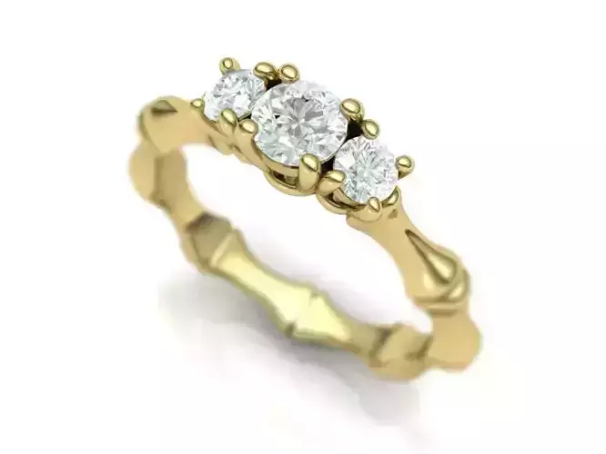 Bamboo Ring Three stone style N10323 3D print model