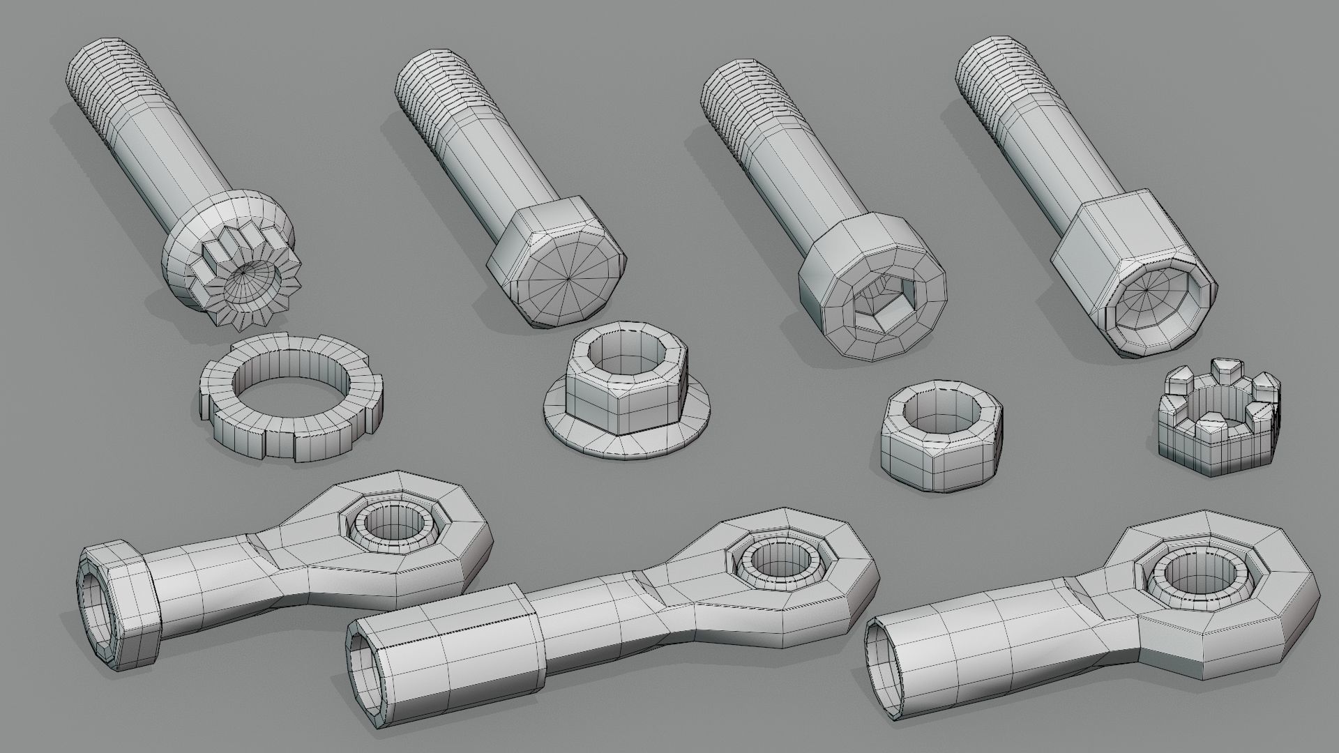 Hard Surface Mechanical Kitbash  Quad Topology  Volume 1 Low-poly 3D model_11