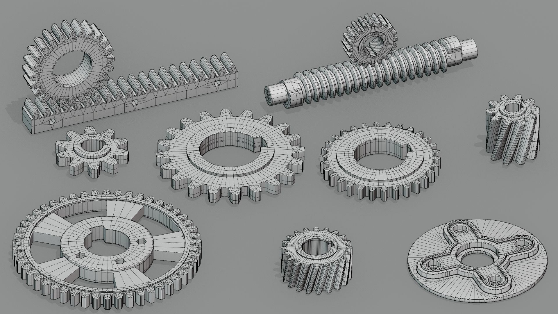 Hard Surface Mechanical Kitbash  Quad Topology  Volume 1 Low-poly 3D model_12