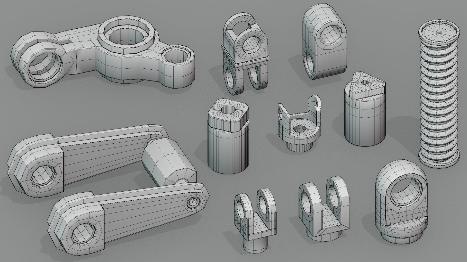 Hard Surface Mechanical Kitbash  Quad Topology  Volume 1 Low-poly 3D model_14