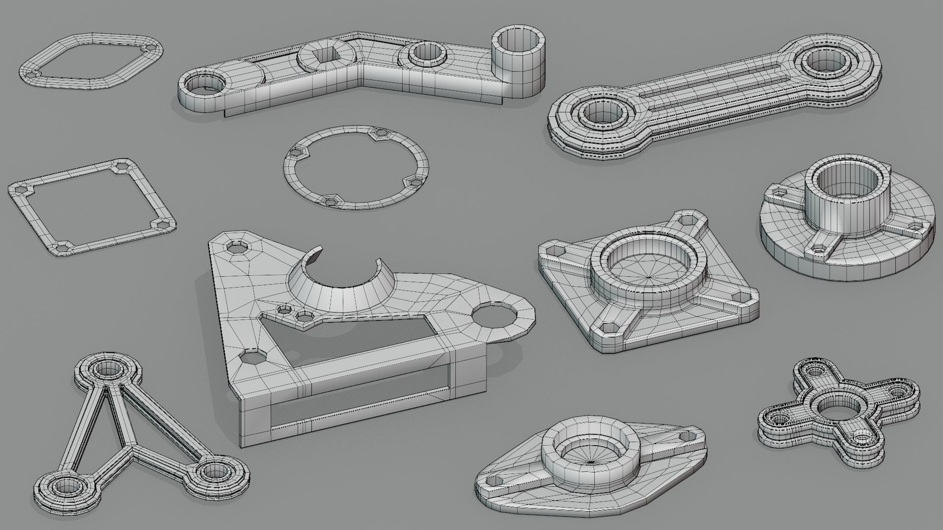 Hard Surface Mechanical Kitbash  Quad Topology  Volume 1 Low-poly 3D model_13