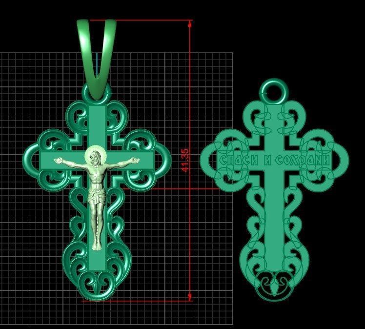 Pendant c 1 cross 3D print model_3