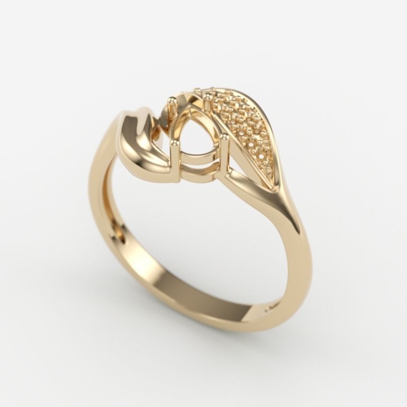 Design Women ring with ruby and diamonds 3dm stl 3D print model 3D print model_18