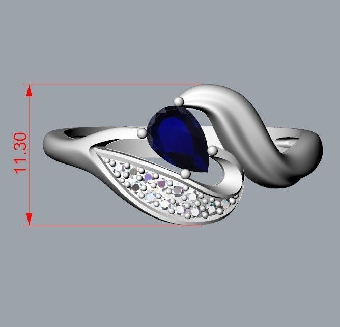 Design Women ring with ruby and diamonds 3dm stl 3D print model 3D print model_21
