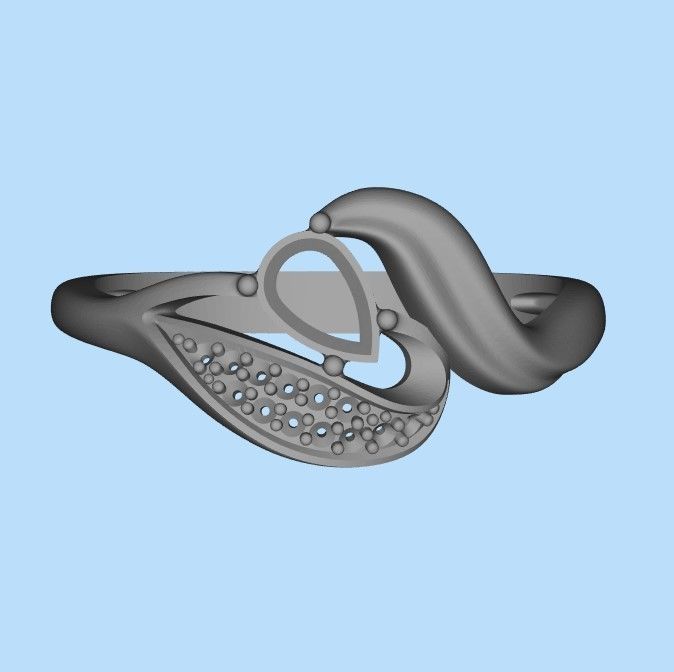 Design Women ring with ruby and diamonds 3dm stl 3D print model 3D print model_25