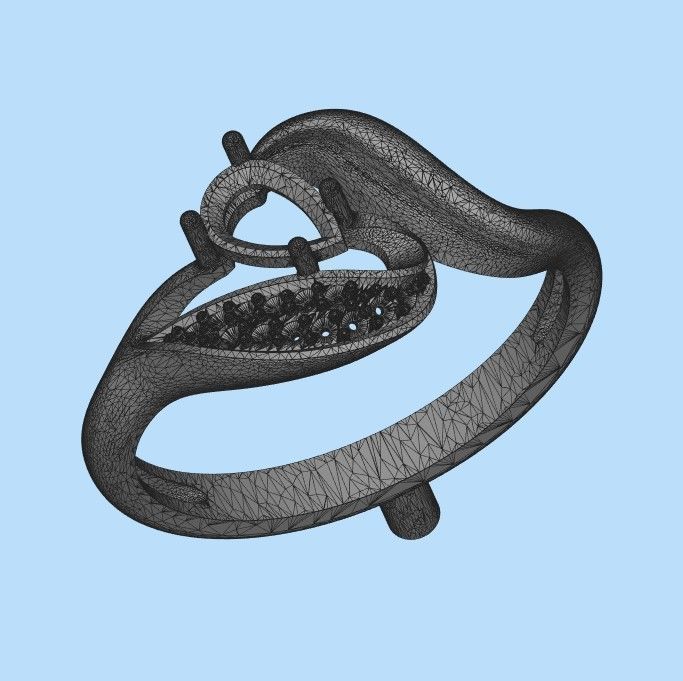 Design Women ring with ruby and diamonds 3dm stl 3D print model 3D print model_31