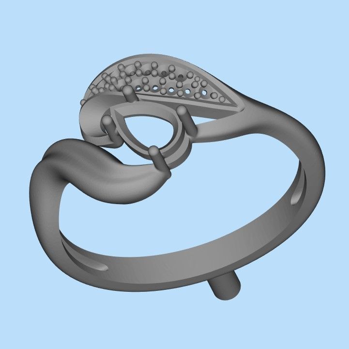 Design Women ring with ruby and diamonds 3dm stl 3D print model 3D print model_28