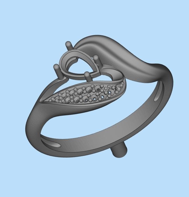 Design Women ring with ruby and diamonds 3dm stl 3D print model 3D print model_24