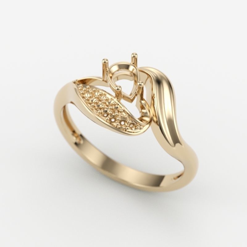 Design Women ring with ruby and diamonds 3dm stl 3D print model 3D print model_17