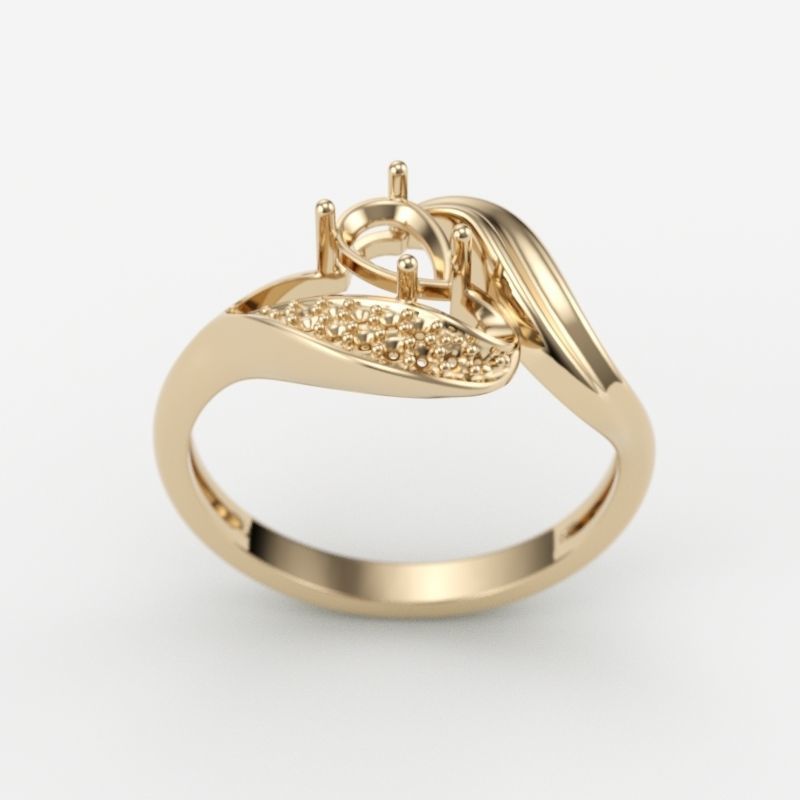 Design Women ring with ruby and diamonds 3dm stl 3D print model 3D print model_16