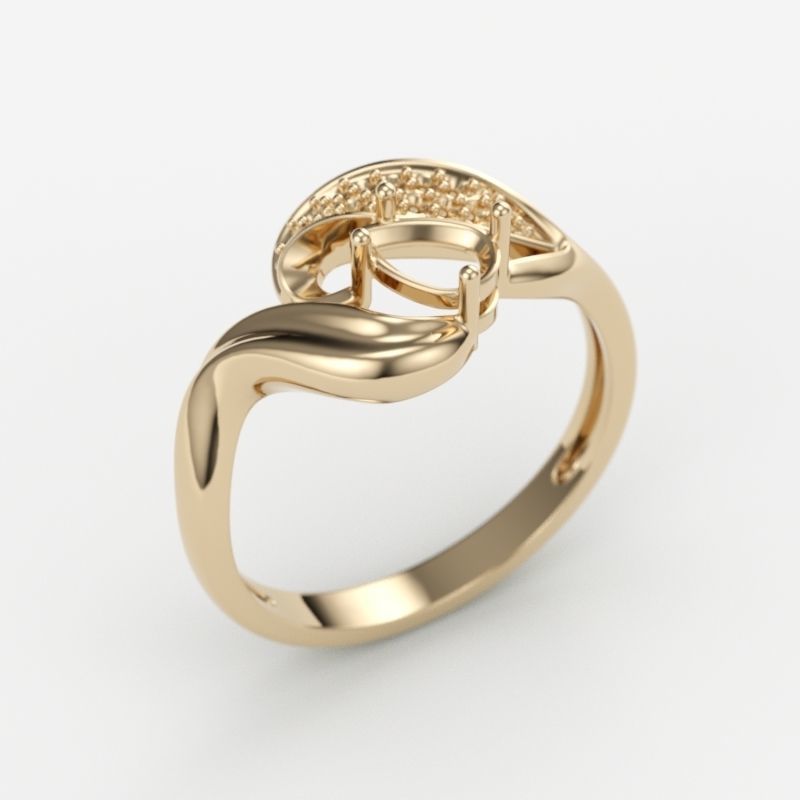 Design Women ring with ruby and diamonds 3dm stl 3D print model 3D print model_14