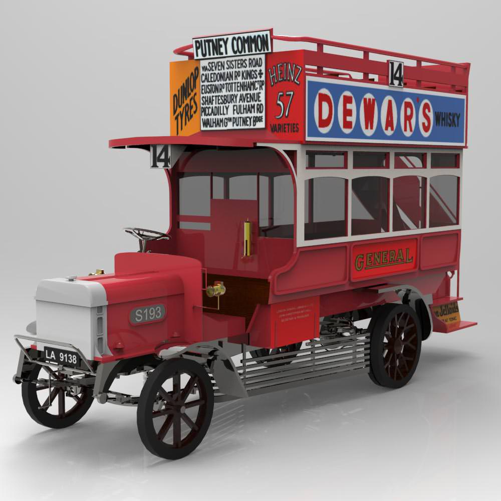 1910 B Type Bus Studio Max 3D model_3