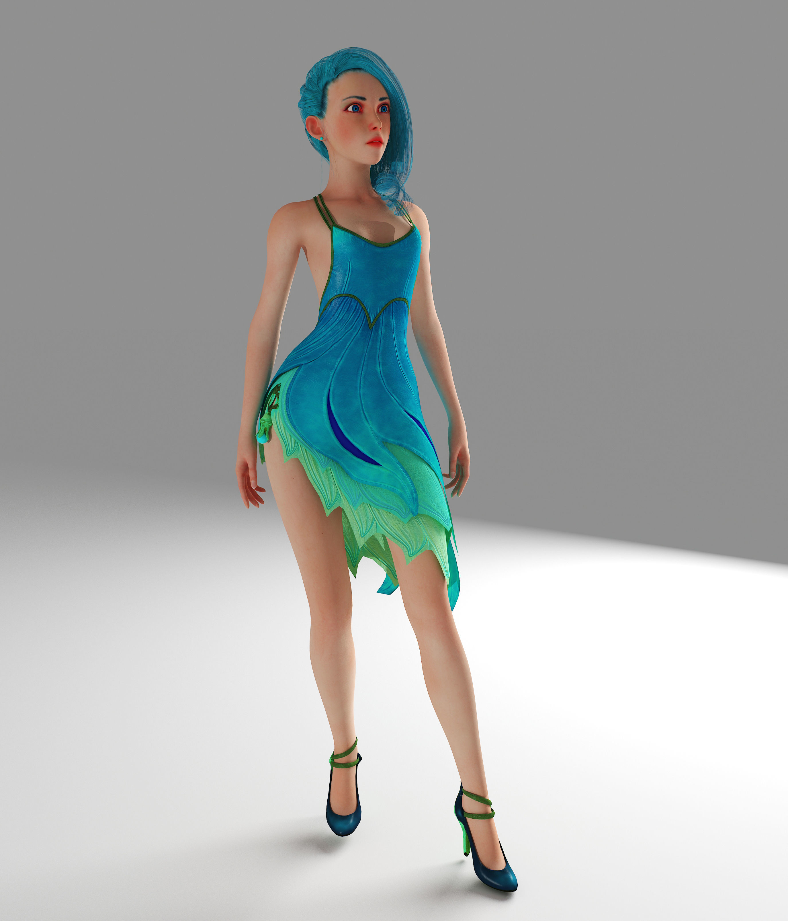 Sexy Girl Low-poly 3D model_1