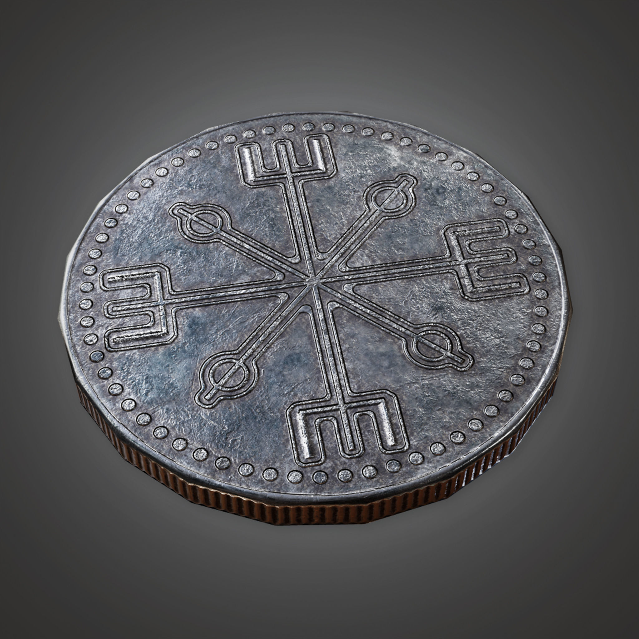 TRS - Ancient Treasure Coin 02 - PBR Game Ready model