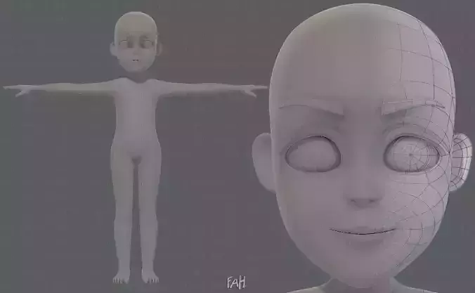Base mesh boy character V11 Low-poly 3D model