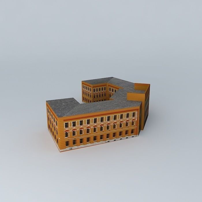 Old Gymnasium in Mostar Free 3D model_2