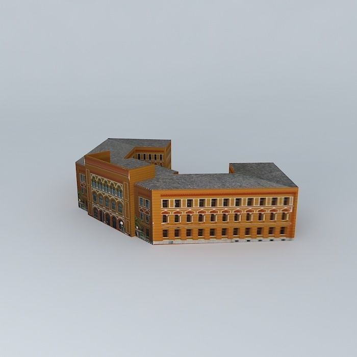 Old Gymnasium in Mostar Free 3D model_1