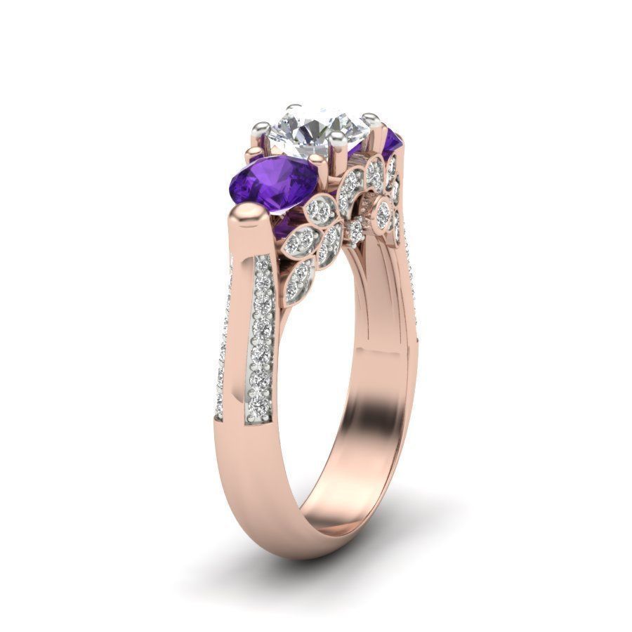 Vintage Engagement Ring  3D print model_3