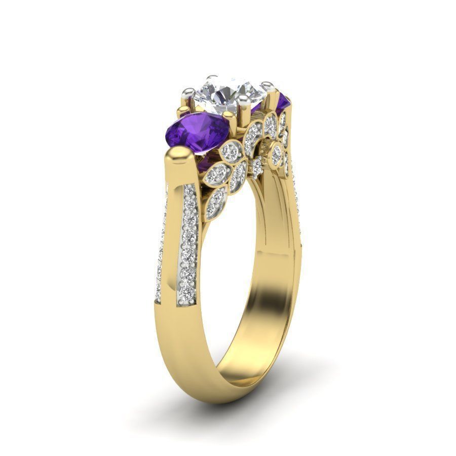 Vintage Engagement Ring  3D print model_13